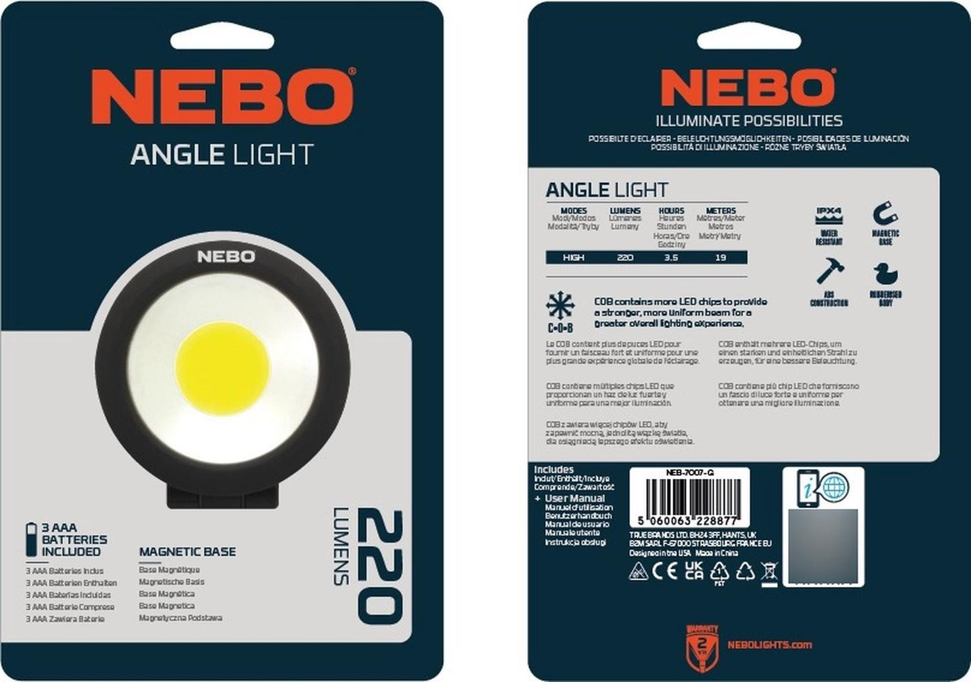 Linterna Multifuncional NEBO Angle Light 220 Lúmenes