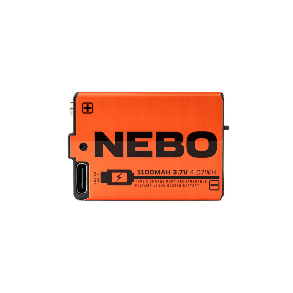 Batería Recargable NEBO Li-ion 1100 mAh con Puerto USB-C Einstein DUO y Curvbeam